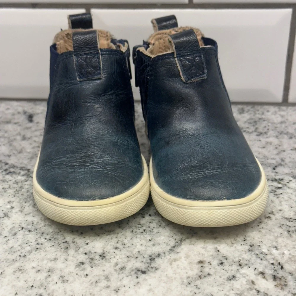Little Penguin Kids 12-18 Months Chelsea Boots Navy Blue Leather Zip Up Classic